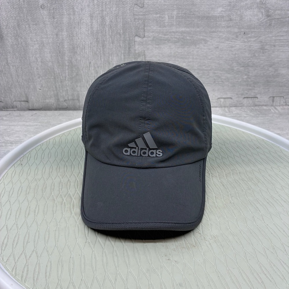 Adidas Aeroready Hat Mens Gray Polyester Running Performance Cap Ultra Light